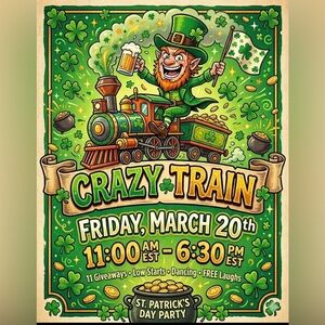 Crazy Train! Friday March 20th My time slot: 11AM-12:30 ET with Ktzclimber